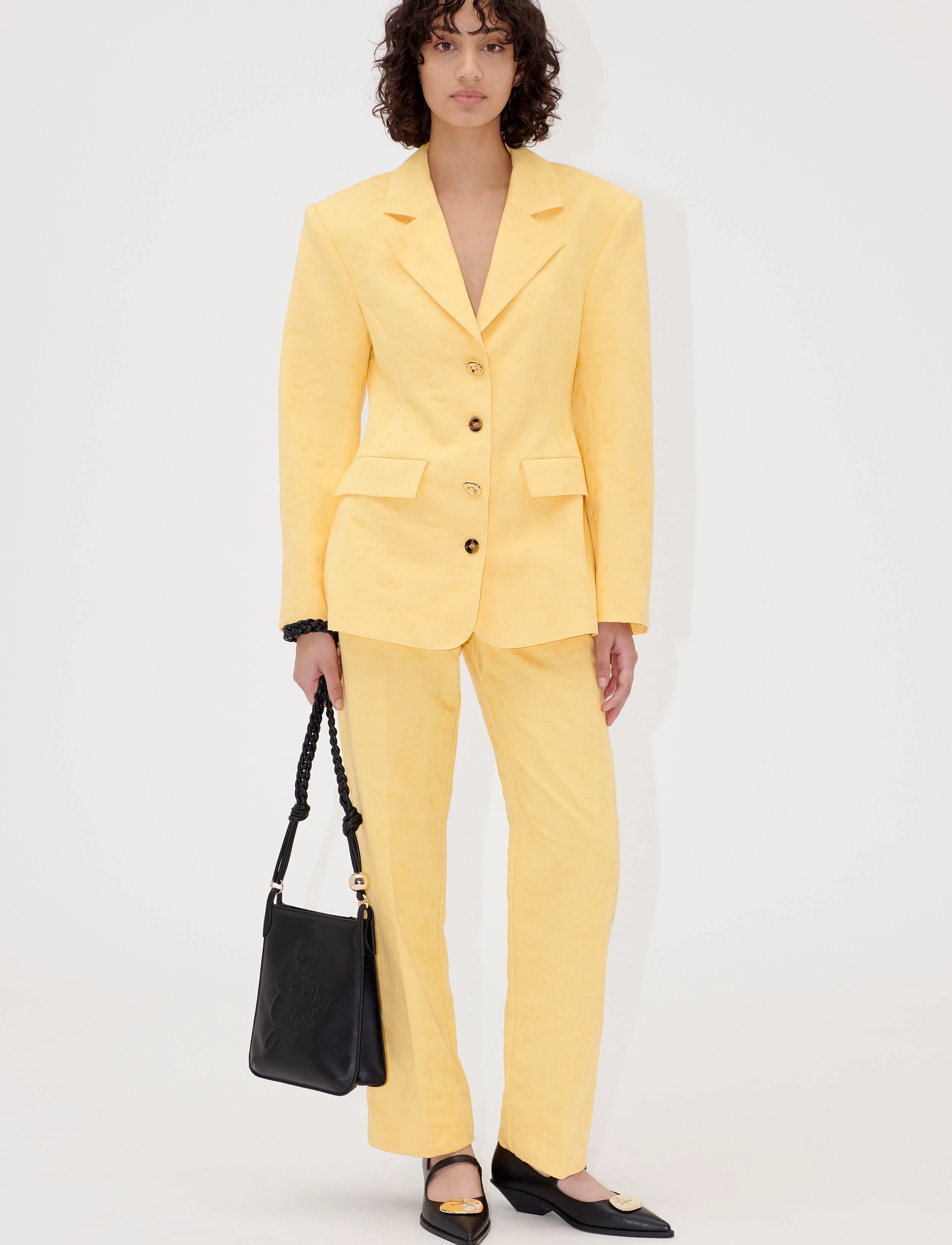 STINE GOYA - 2346 Textured Cotton Jacquard, Stra - lietišķā stila bikses - mimosa - 2