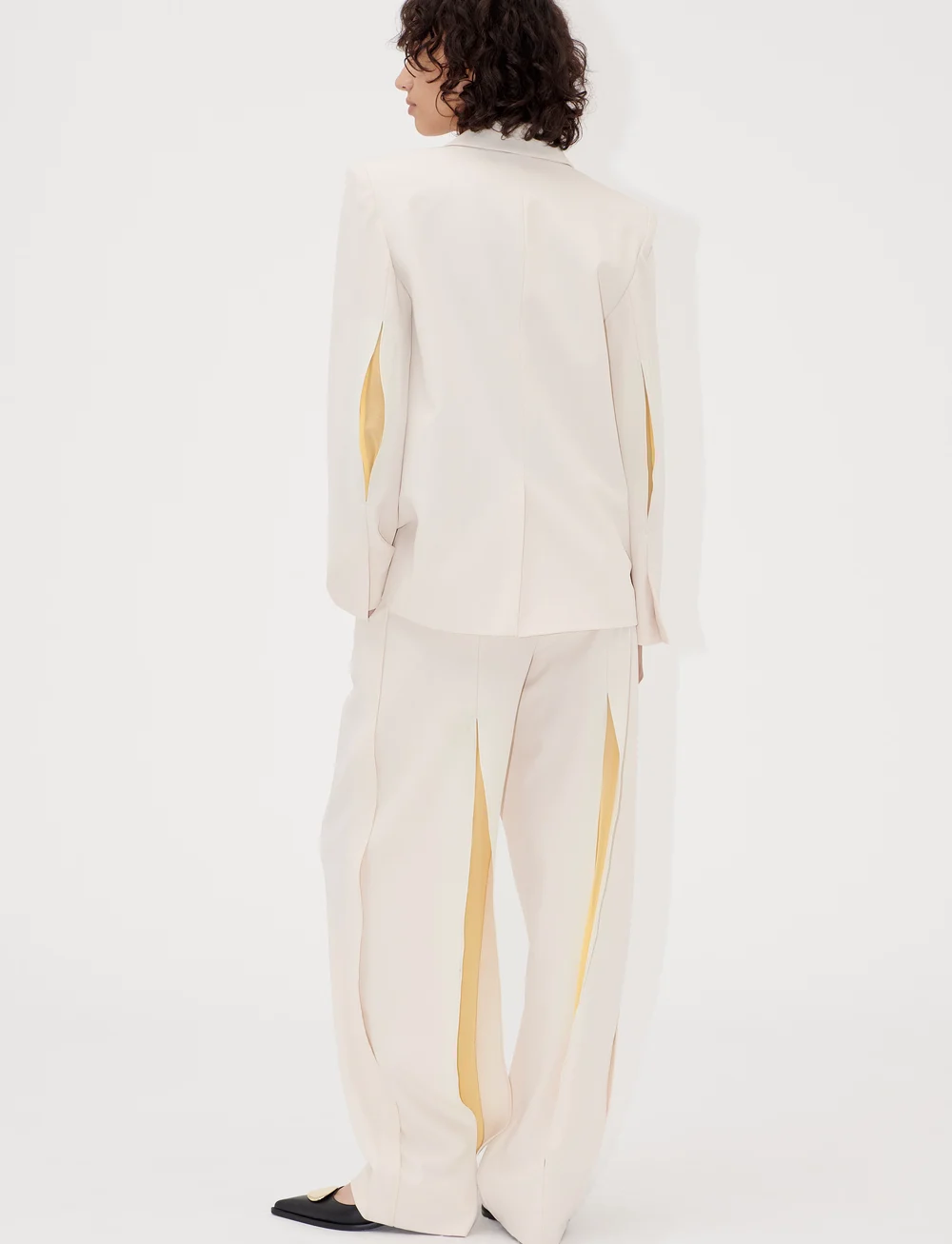 STINE GOYA - 2347 Matte Sheer Tailoring, Tailore - straight leg hosen - ivory / cornsilk - 3