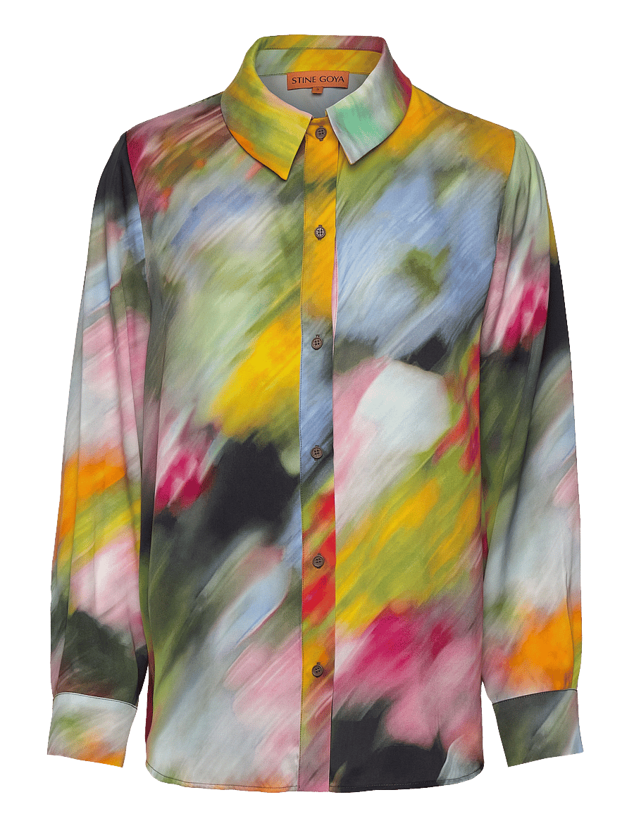 STINE GOYA - 2263 Dry Viscose, Long Sleeve Shirt - langärmlige hemden - liquid floral - 0