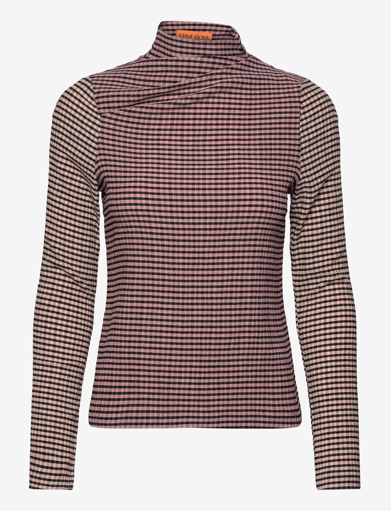 STINE GOYA - 2247 Patchwork Jersey, Long Sleeve - langärmlige tops - pink/black - 0