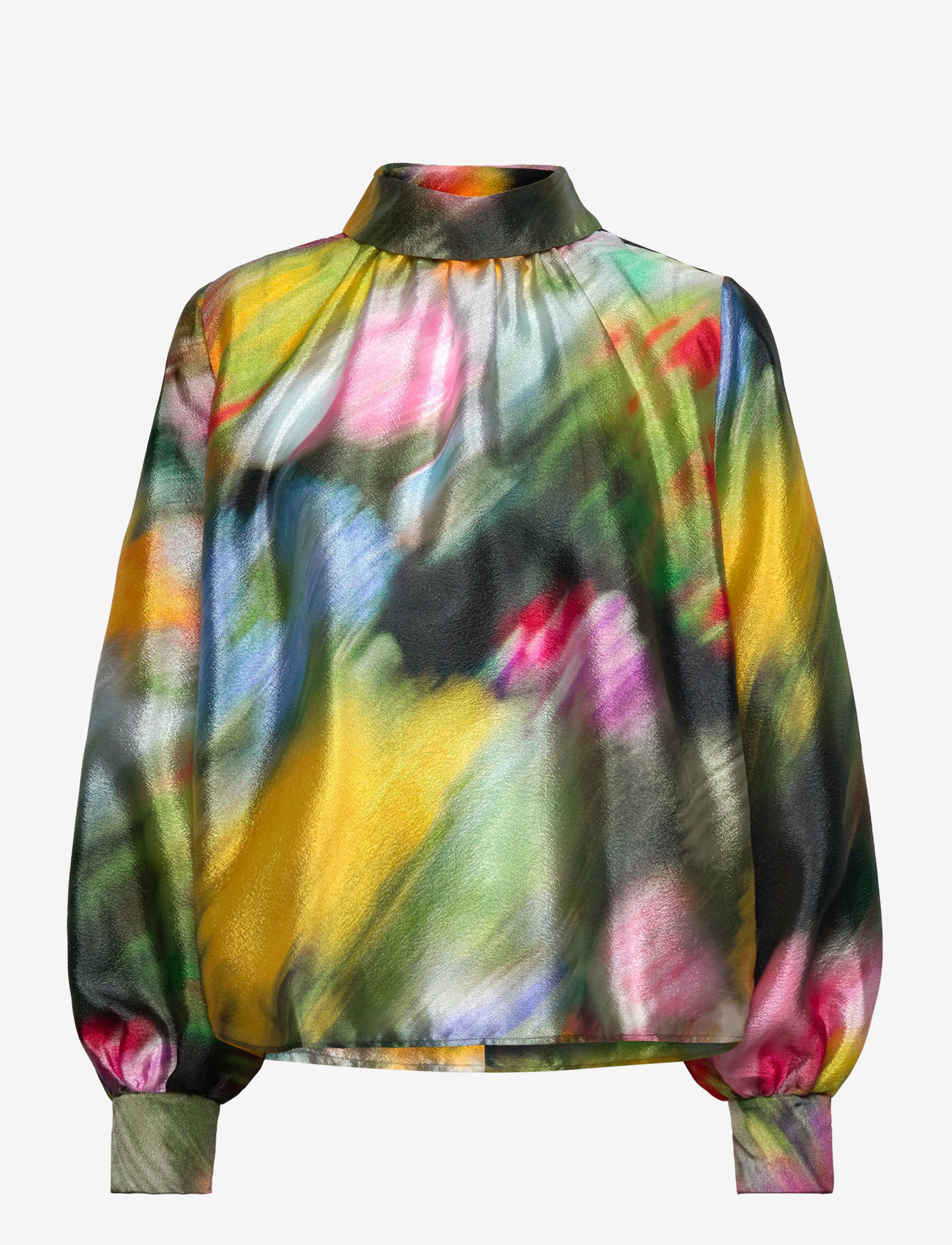 STINE GOYA - 2067 Flat Textured Poly, Gathered L - langärmlige blusen - liquid floral - 0