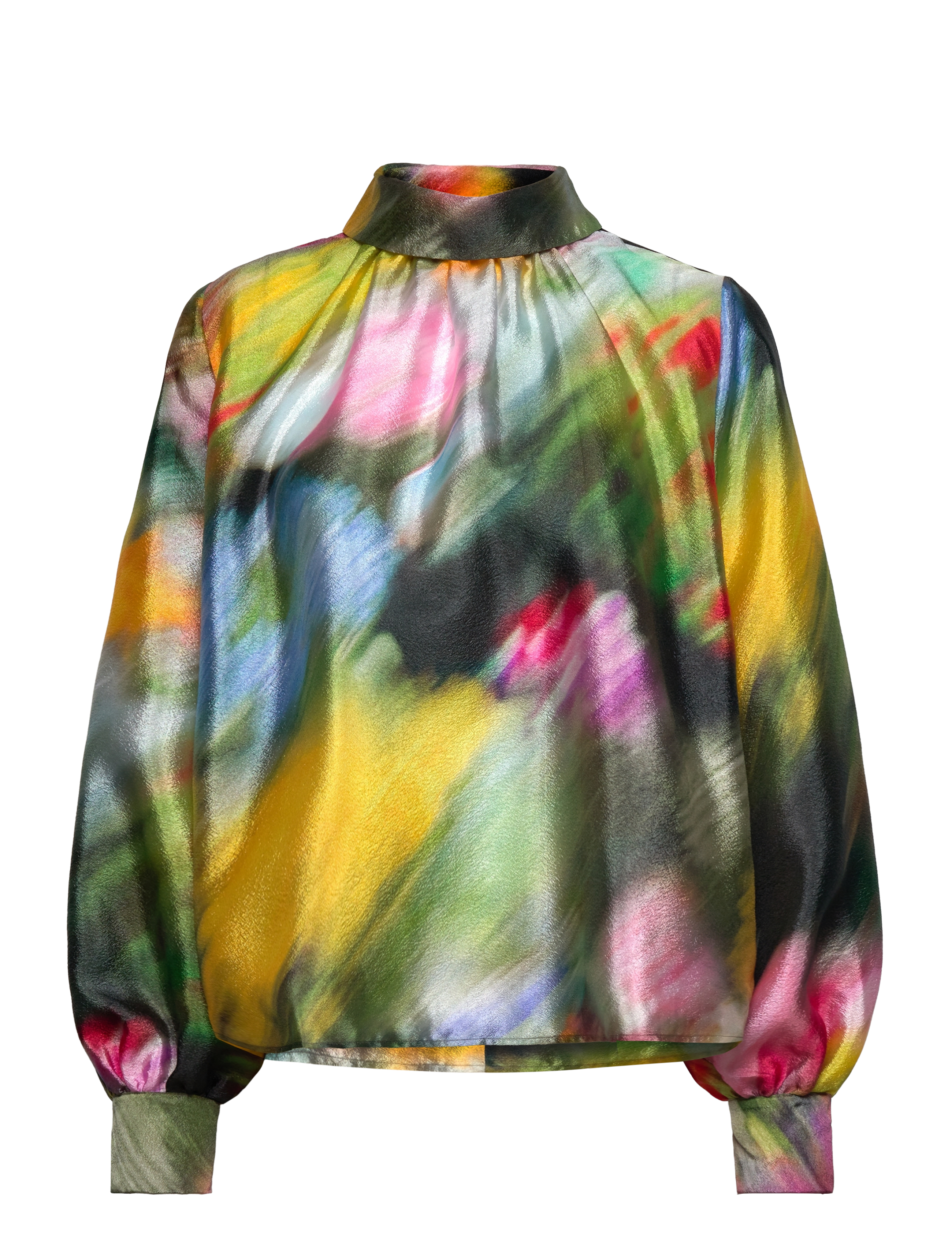STINE GOYA 2067 Flat Textured Poly, Gathered Long Sleeve Top - Bluser - LIQUID FLORAL / multi