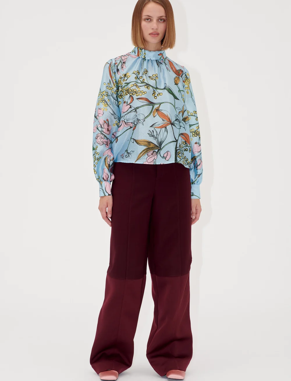 STINE GOYA - 2067 Flat Textured Poly, Gathered L - pikkade varrukatega pluusid - spring mimosa - 2