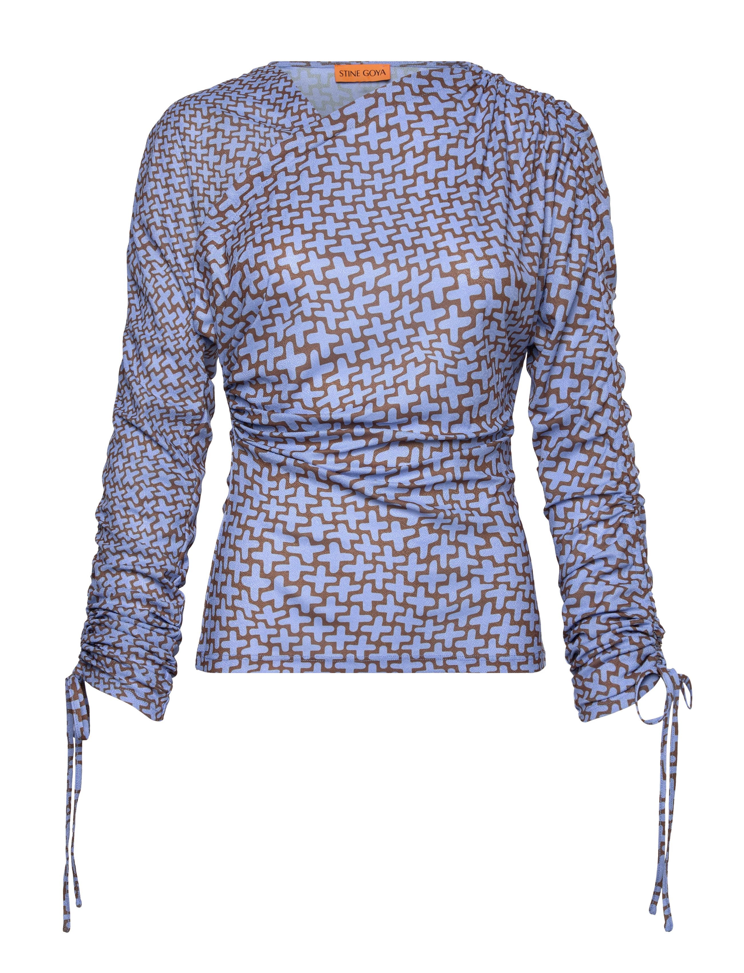 STINE GOYA 2245 Dry Jersey, Wrap Front Gathere - Tøj - GRAPHIC WEAVE / blue