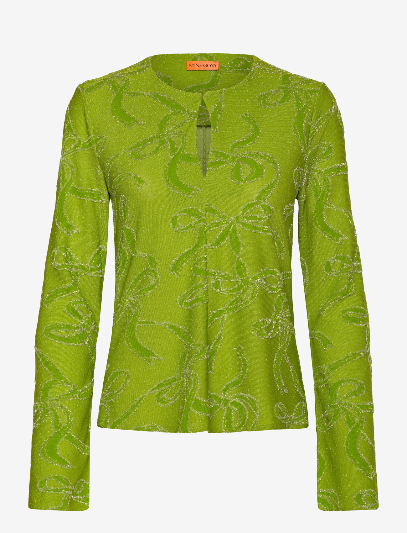 STINE GOYA - 2246 Lurex Jersey, Long Sleeve Tie - langærmede bluser - ribbons - 0