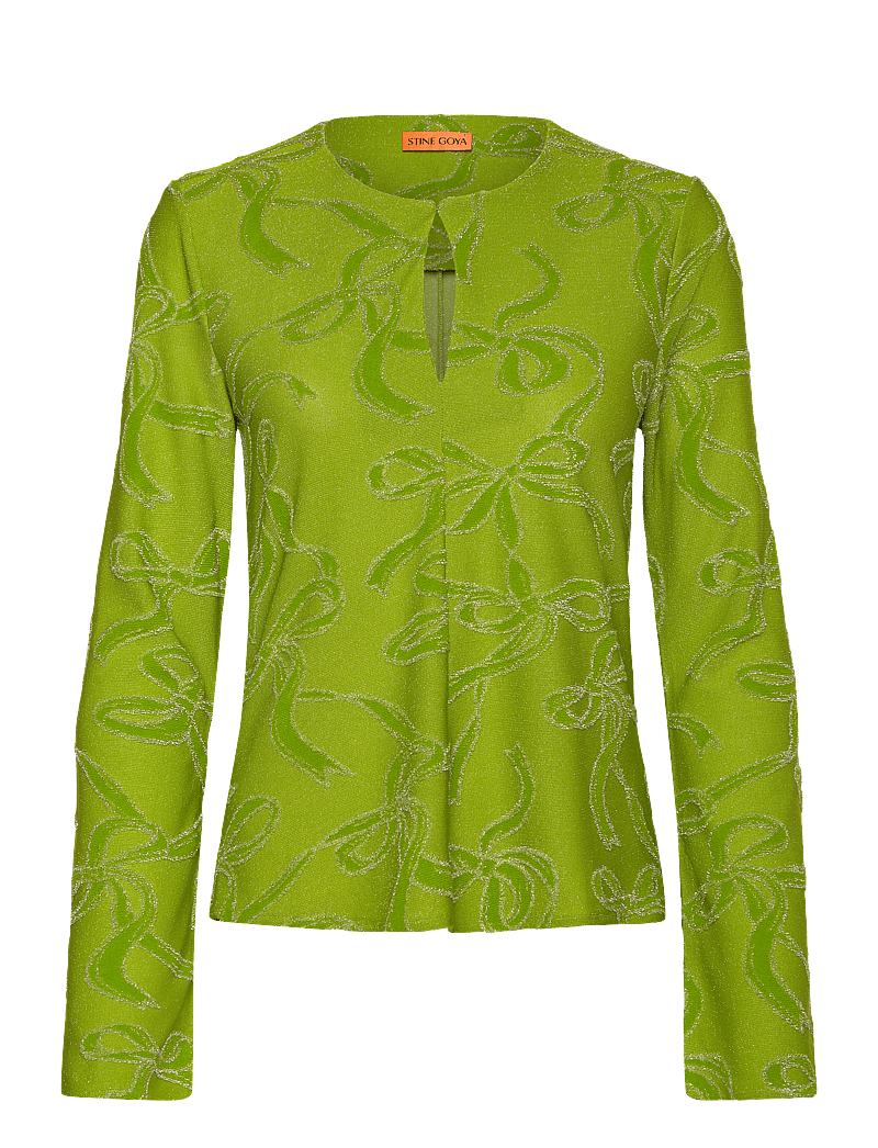 STINE GOYA - 2246 Lurex Jersey, Long Sleeve Tie - långärmade blusar - ribbons - 0