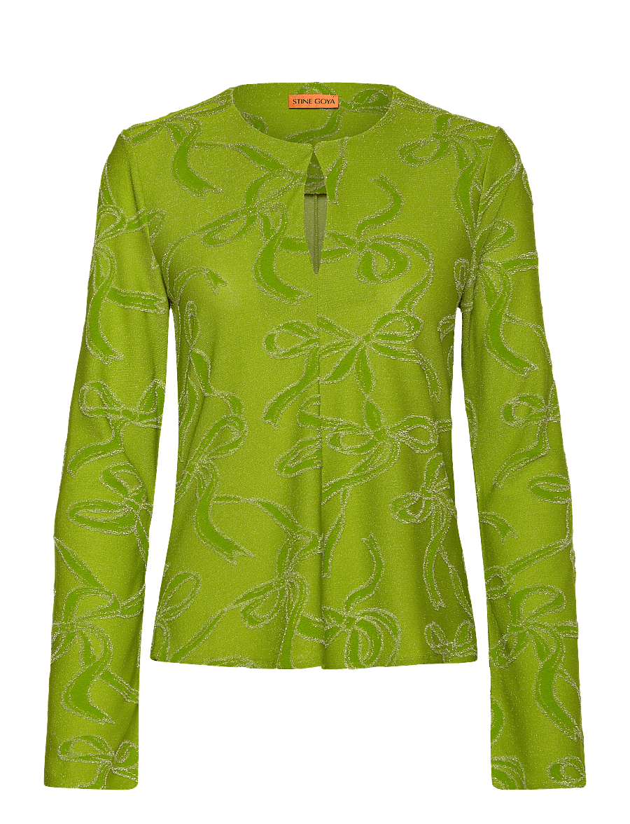 STINE GOYA - 2246 Lurex Jersey, Long Sleeve Tie - langærmede bluser - ribbons - 0