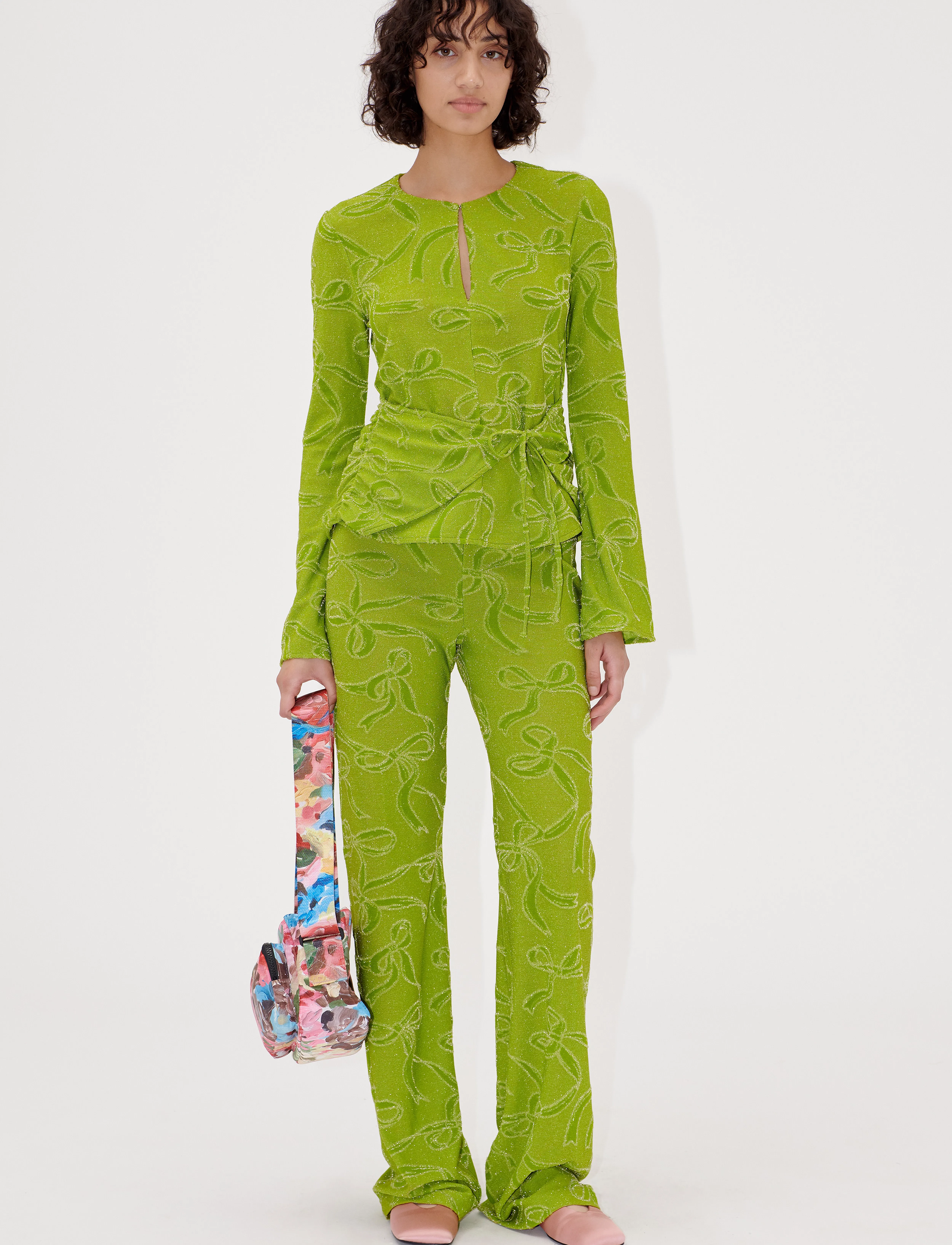 STINE GOYA - 2246 Lurex Jersey, Long Sleeve Tie - bluzki z długimi rękawami - ribbons - 2