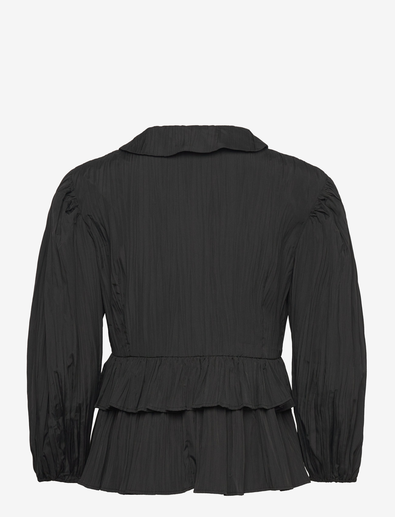 STINE GOYA - 2342 Pleated Poly, Balloon Sleeve T - langærmede bluser - black - 1