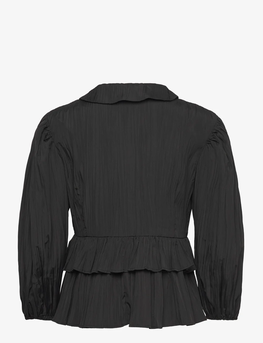 STINE GOYA - 2342 Pleated Poly, Balloon Sleeve T - langærmede bluser - black - 1