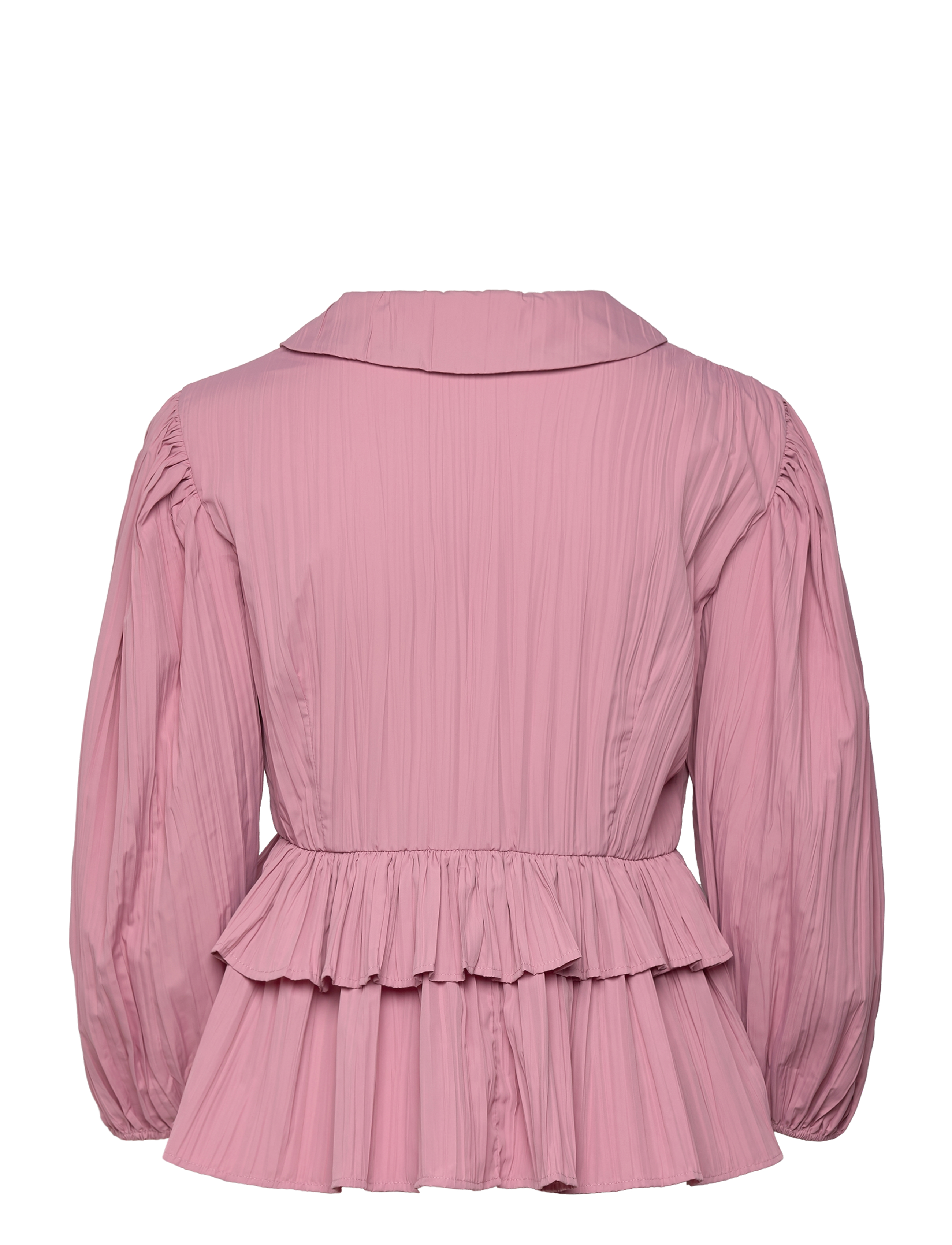 STINE GOYA - 2342 Pleated Poly, Balloon Sleeve Tie Top - langærmede bluser - pink nectar - 1
