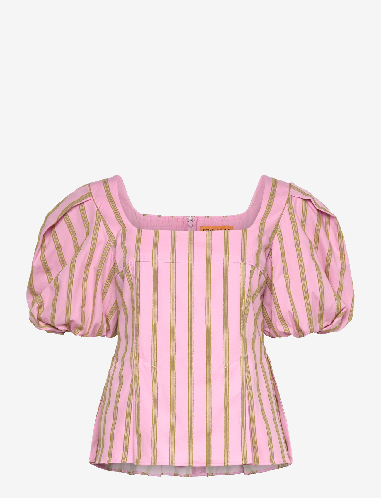 STINE GOYA - 2344 Soft Jacquard Weave, Blouson S - kortärmade blusar - wallpaper stripes - 0