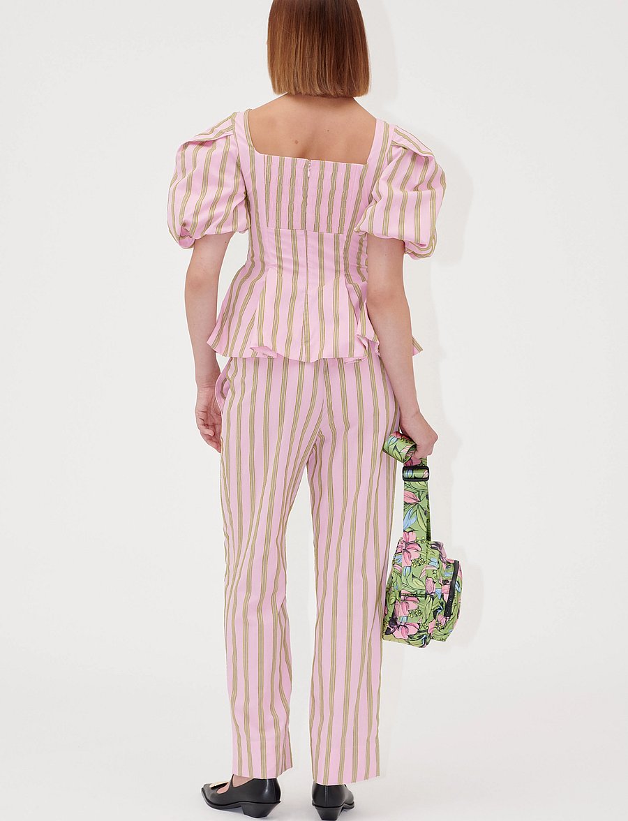 STINE GOYA - 2344 Soft Jacquard Weave, Blouson S - kurzämlige blusen - wallpaper stripes - 3