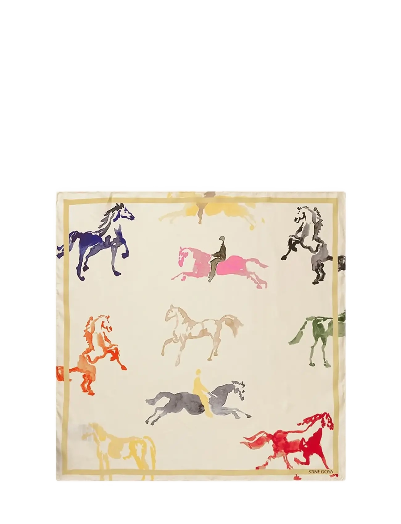 STINE GOYA Silk Scarves, Small Scarf - Accessoires - HORSES / yellow