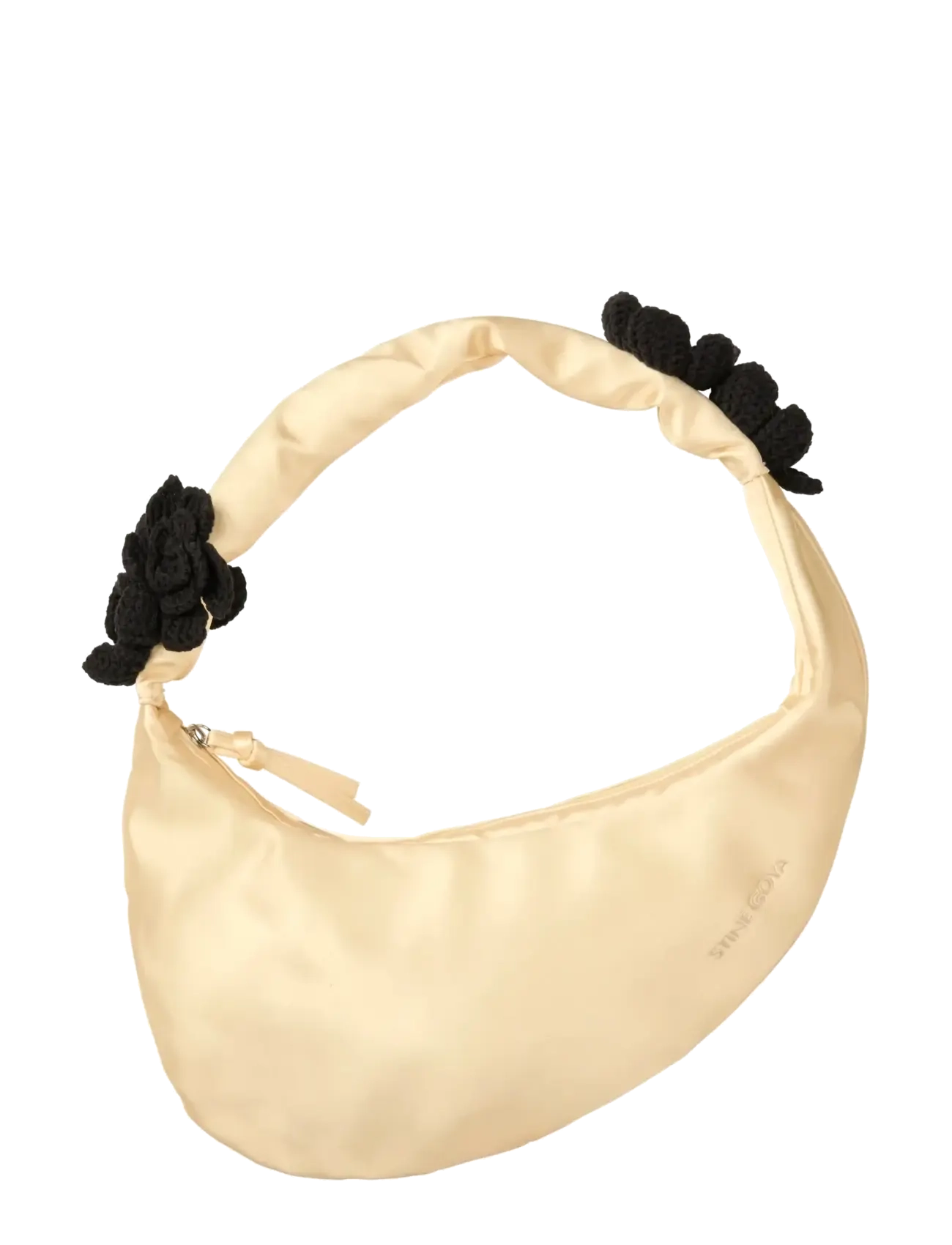 2163 Satchel, Crochet Flower Satche - PASTEL YELLOW