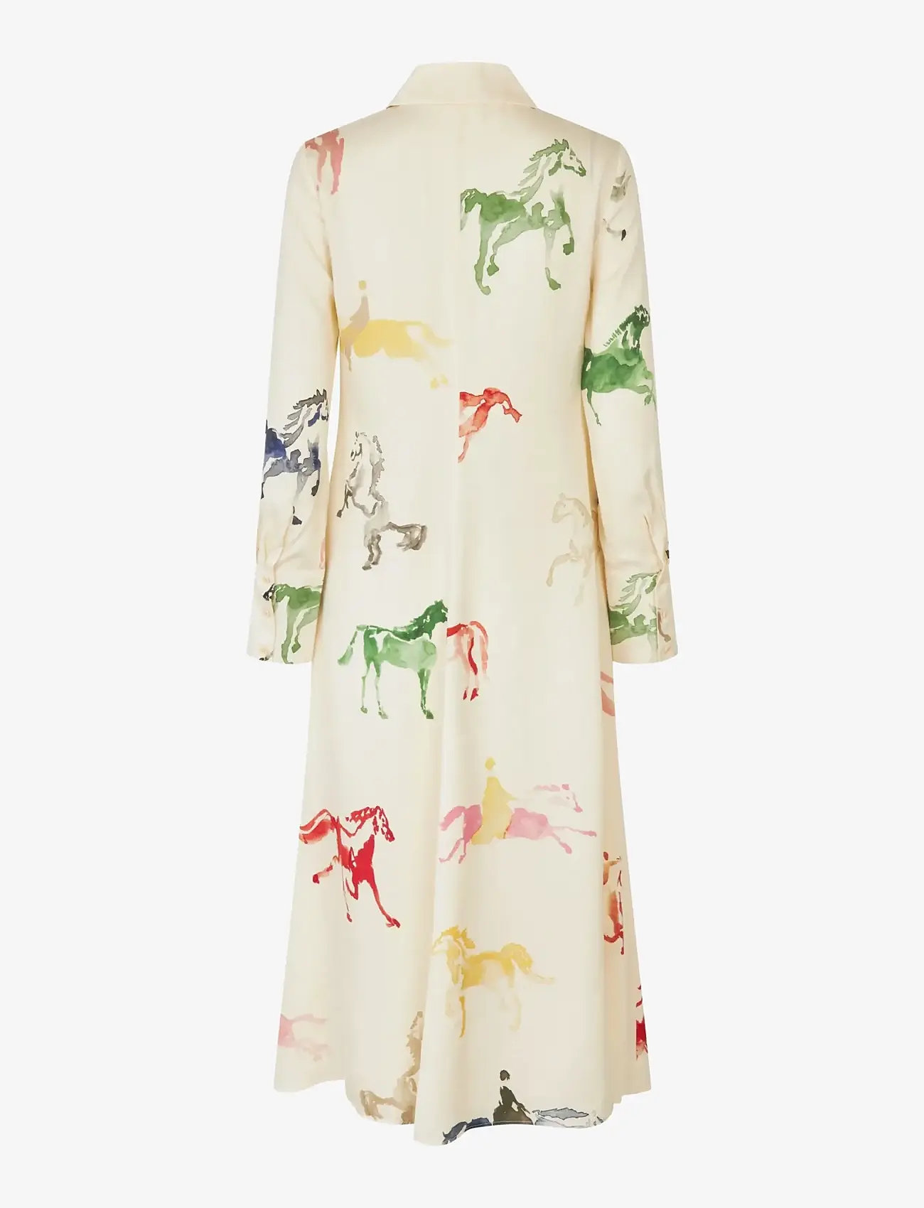 STINE GOYA - Dry Viscose, Front Placket Midi Polo Dress - maxikjoler - horses - 2