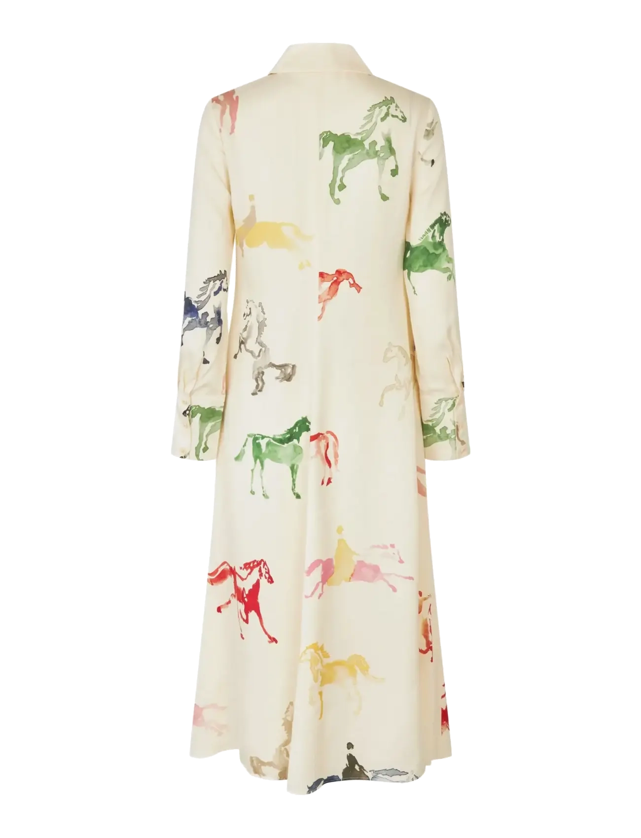 STINE GOYA - Dry Viscose, Front Placket Midi Polo Dress - skjortklänningar - horses - 2