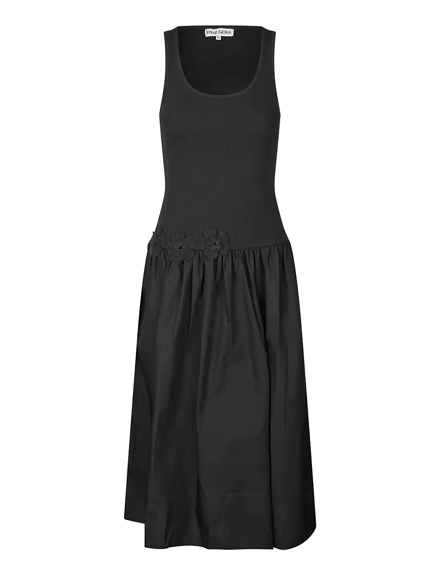 STINE GOYA - Rib, Casual Tank Midi Dress - midi dresses - black - 1