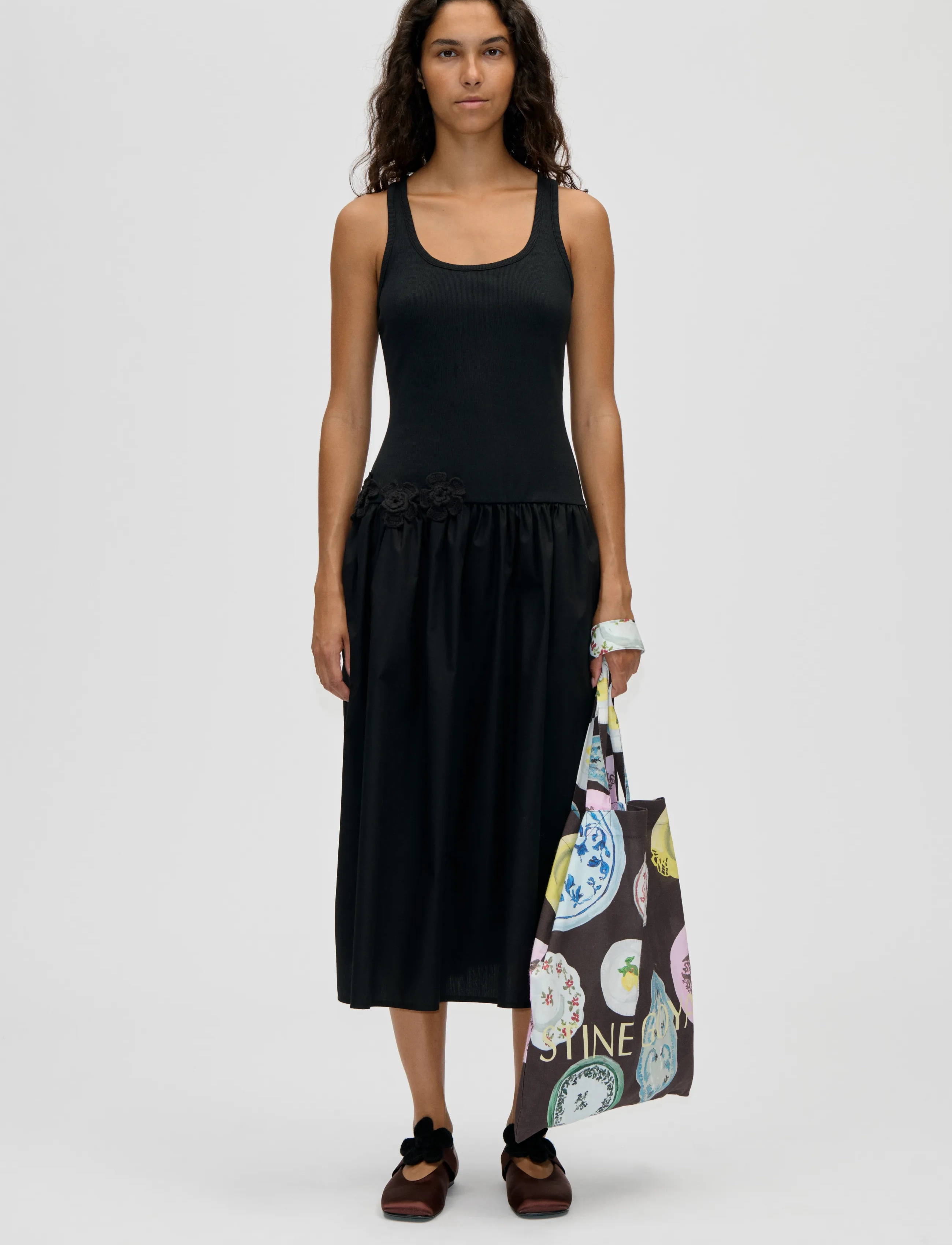 STINE GOYA 2385 Rib, Casual Tank Midi Dress - Tøj - BLACK / black