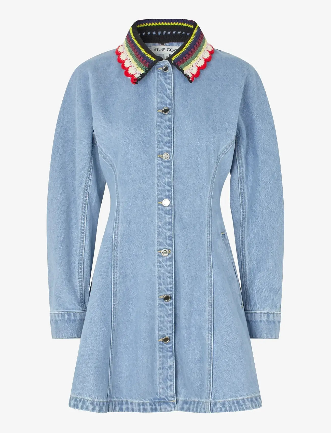 STINE GOYA - Double Rinse Denim, Collared Coat Mini Dress - korte kjoler - denim blue - 1