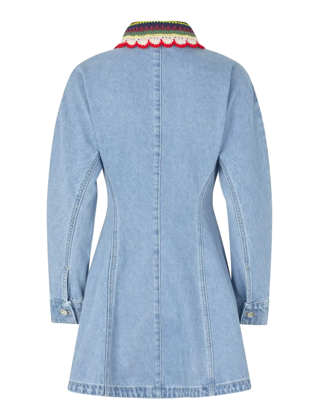 STINE GOYA - Double Rinse Denim, Collared Coat Mini Dress - korta klänningar - denim blue - 2