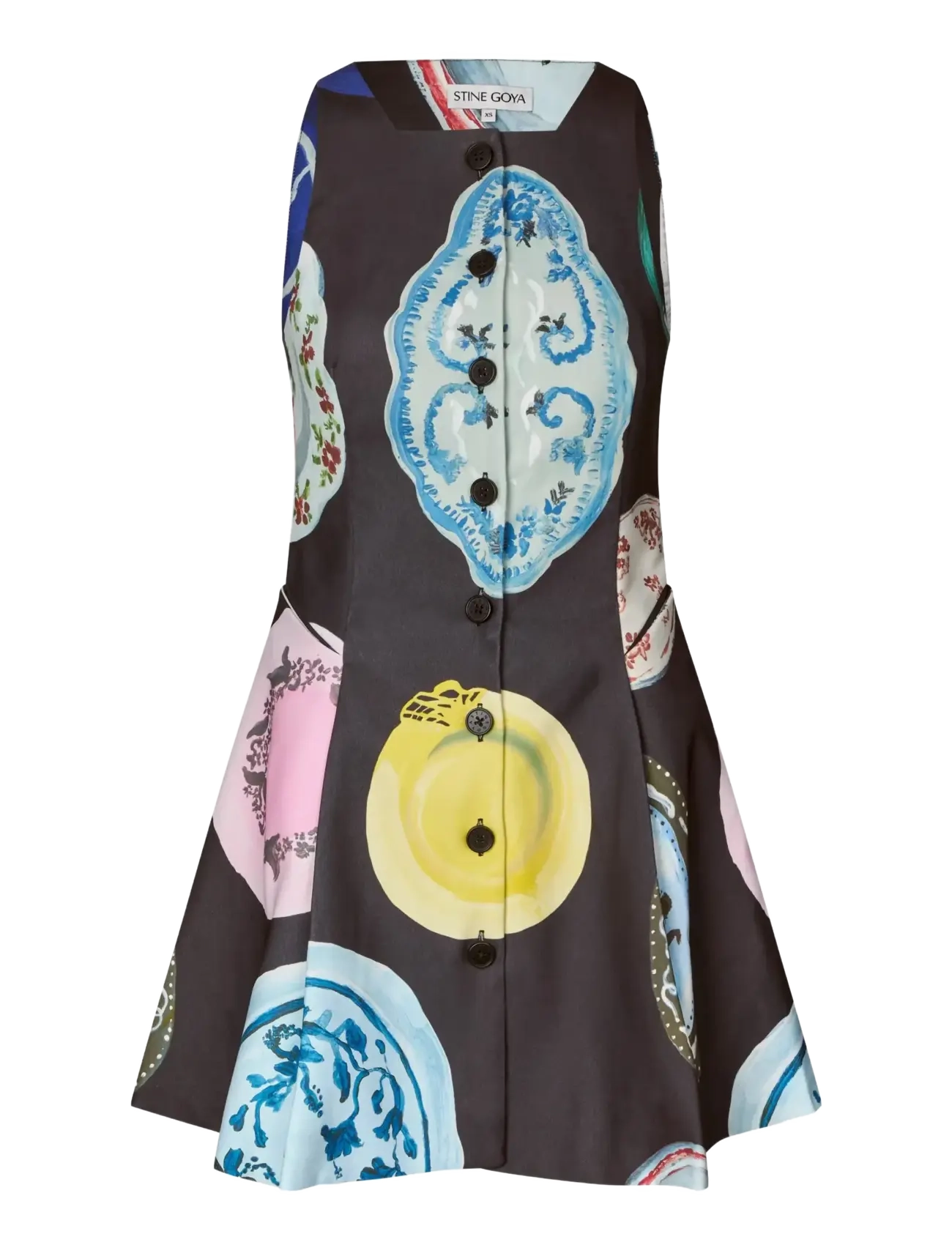 STINE GOYA Double Sided Crepe, Sleeveless Button-Up Mini Dress - Tøj - THE PLATERA / brown