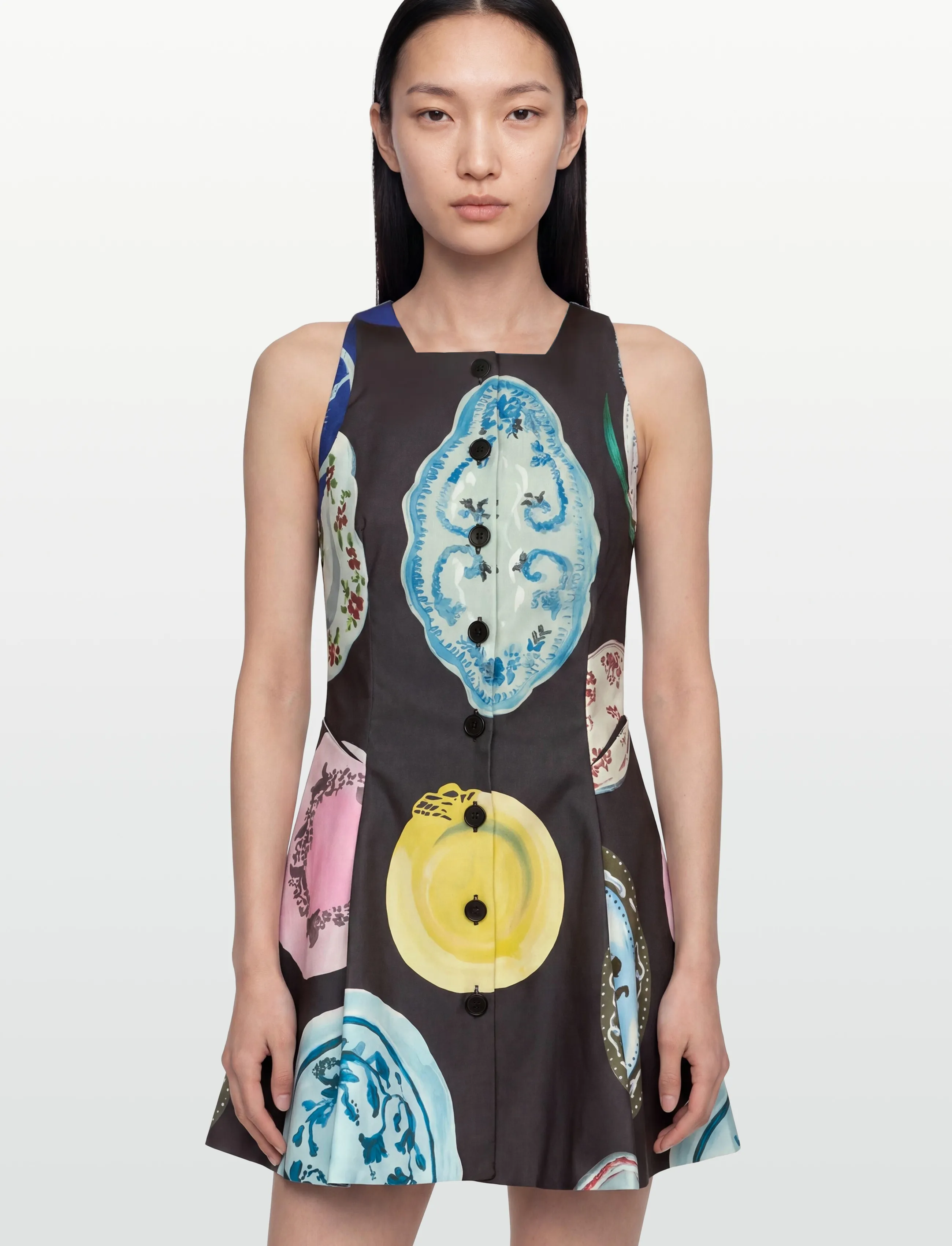 STINE GOYA - Double Sided Crepe, Sleeveless Button-Up Mini Dress - short dresses - the platera - 3