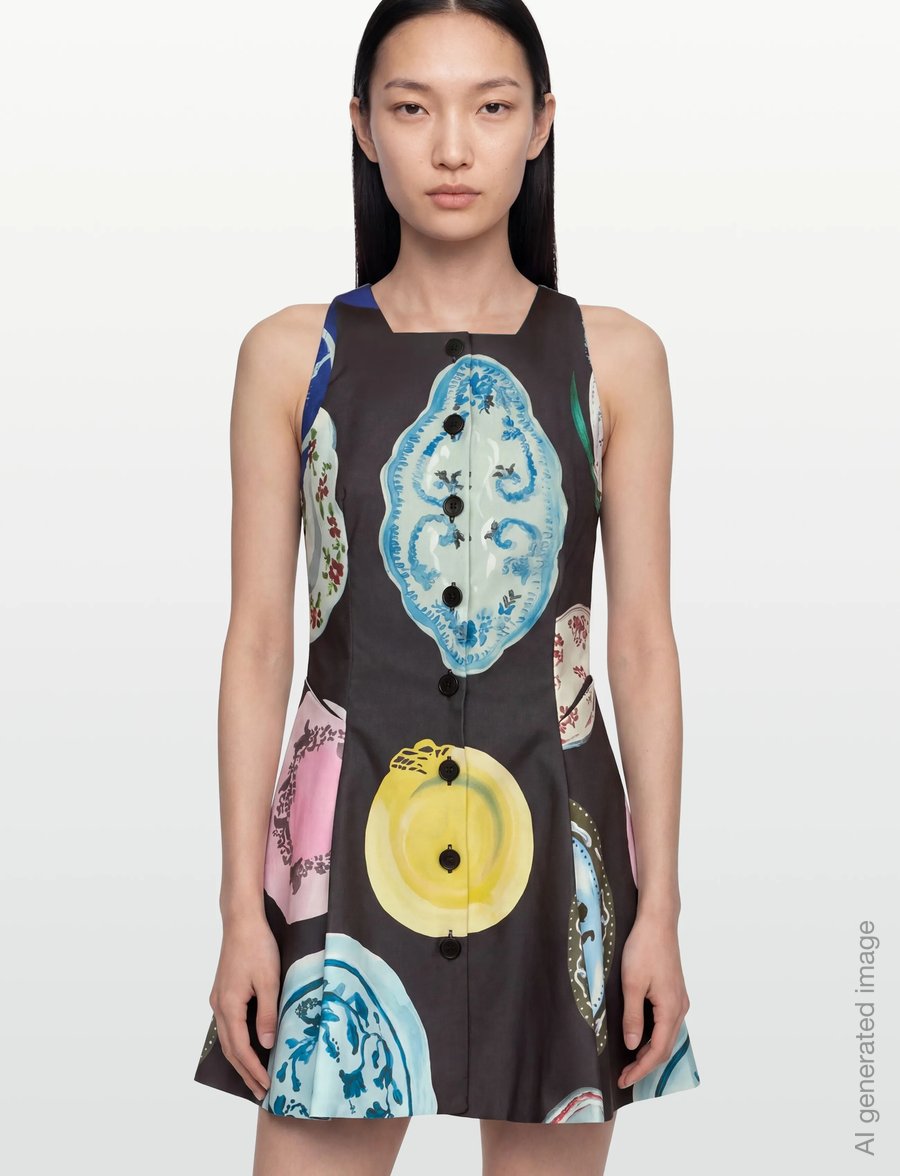 STINE GOYA - Double Sided Crepe, Sleeveless Button-Up Mini Dress - kurze kleider - the platera - 3