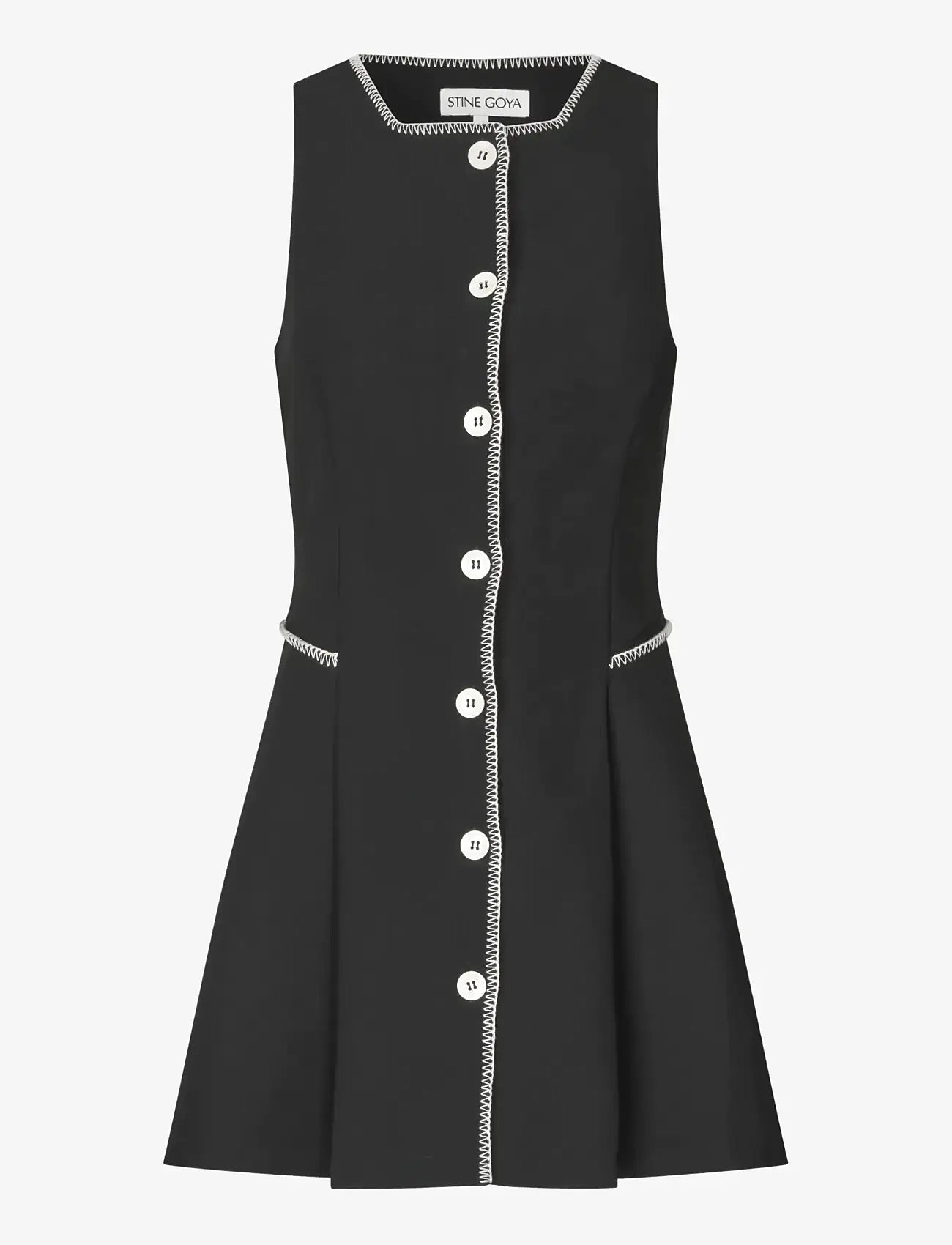 STINE GOYA - Structured Crepe, Sleeveless Button-Up Mini Dress - short dresses - black - 1