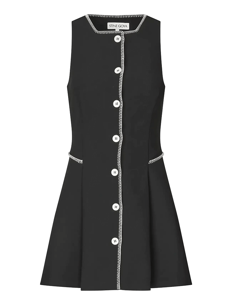 STINE GOYA - Structured Crepe, Sleeveless Button-Up Mini Dress - kurze kleider - black - 1
