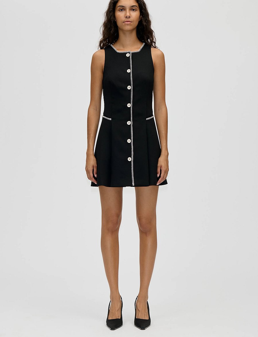 STINE GOYA - Structured Crepe, Sleeveless Button-Up Mini Dress - kurze kleider - black - 0