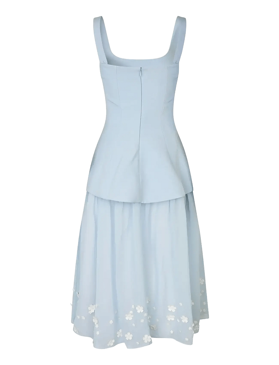 STINE GOYA - Embellished Crepe, Elevated Bustier Dress - midi-kleider - light blue bloom - 2
