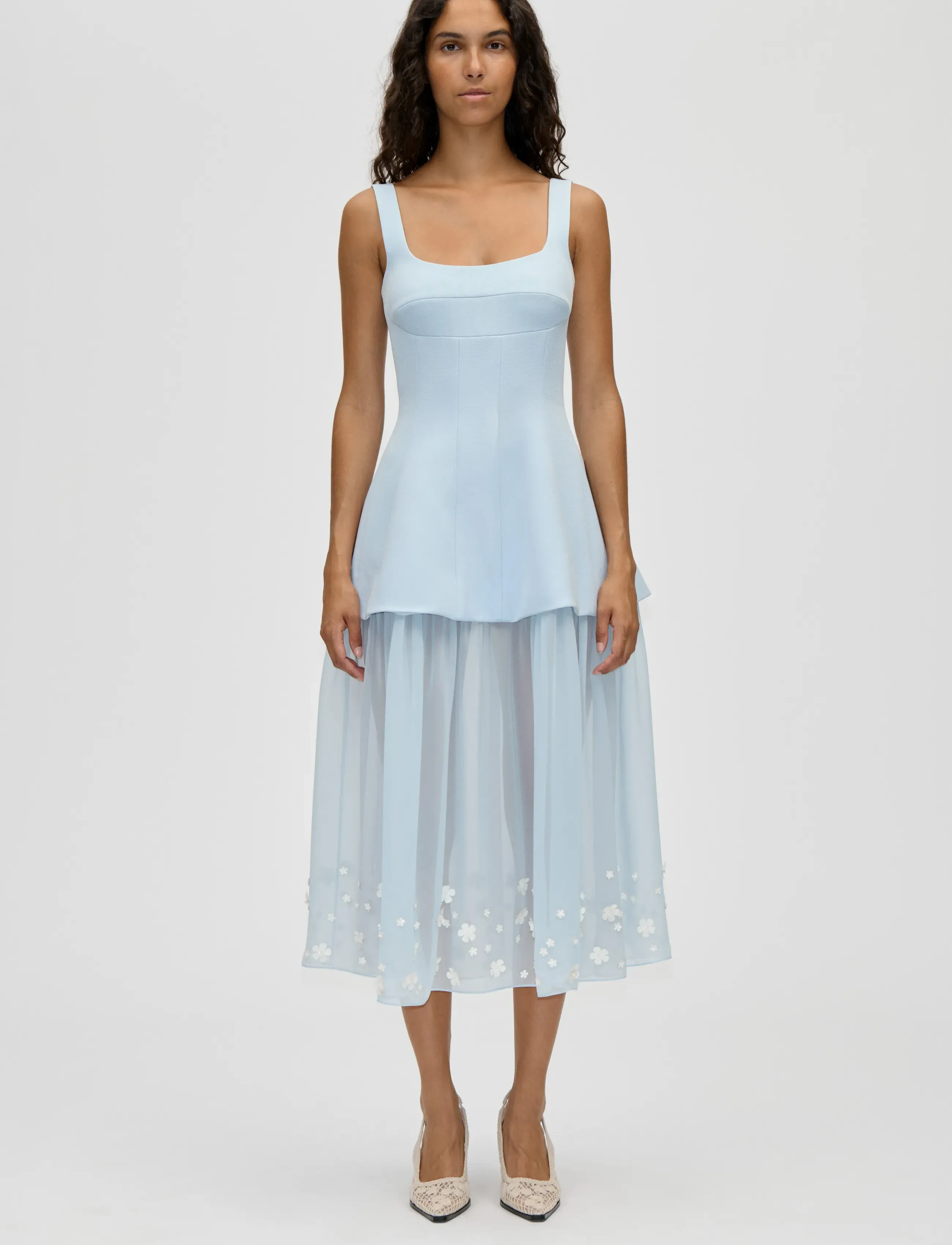 STINE GOYA Embellished Crepe, Elevated Bustier Dress - Kläder - LIGHT BLUE BLOOM / blue