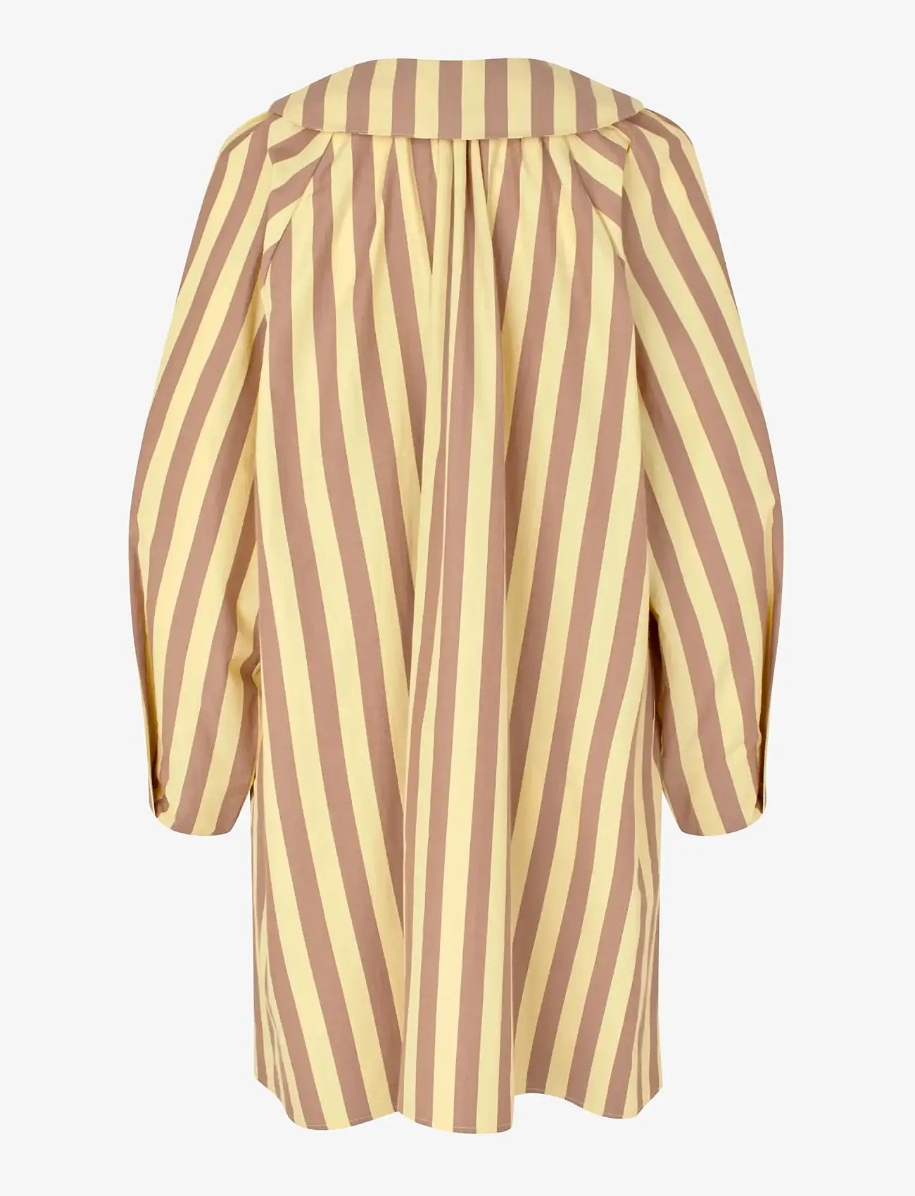 STINE GOYA - Soft Striped Embroidery, Collared Voluminous Dress - shirt dresses - equestrian sun - 2
