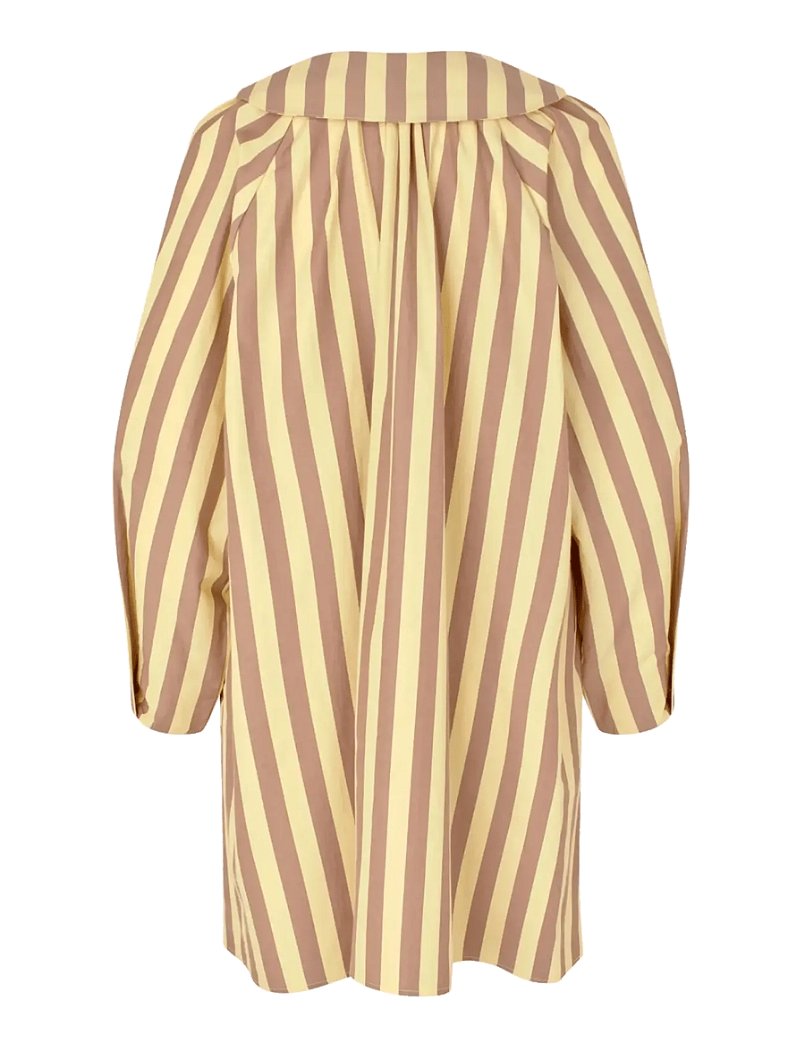 STINE GOYA - Soft Striped Embroidery, Collared Voluminous Dress - skjortekjoler - equestrian sun - 2