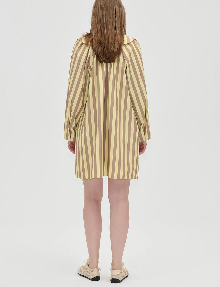 STINE GOYA - Soft Striped Embroidery, Collared Voluminous Dress - skjortekjoler - equestrian sun - 3