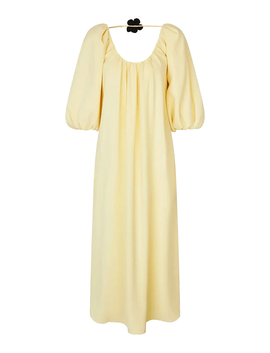 STINE GOYA - Heavy Crepe, Romantic Voluminous Sleeve Dress - suvekleidid - pastel yellow - 1