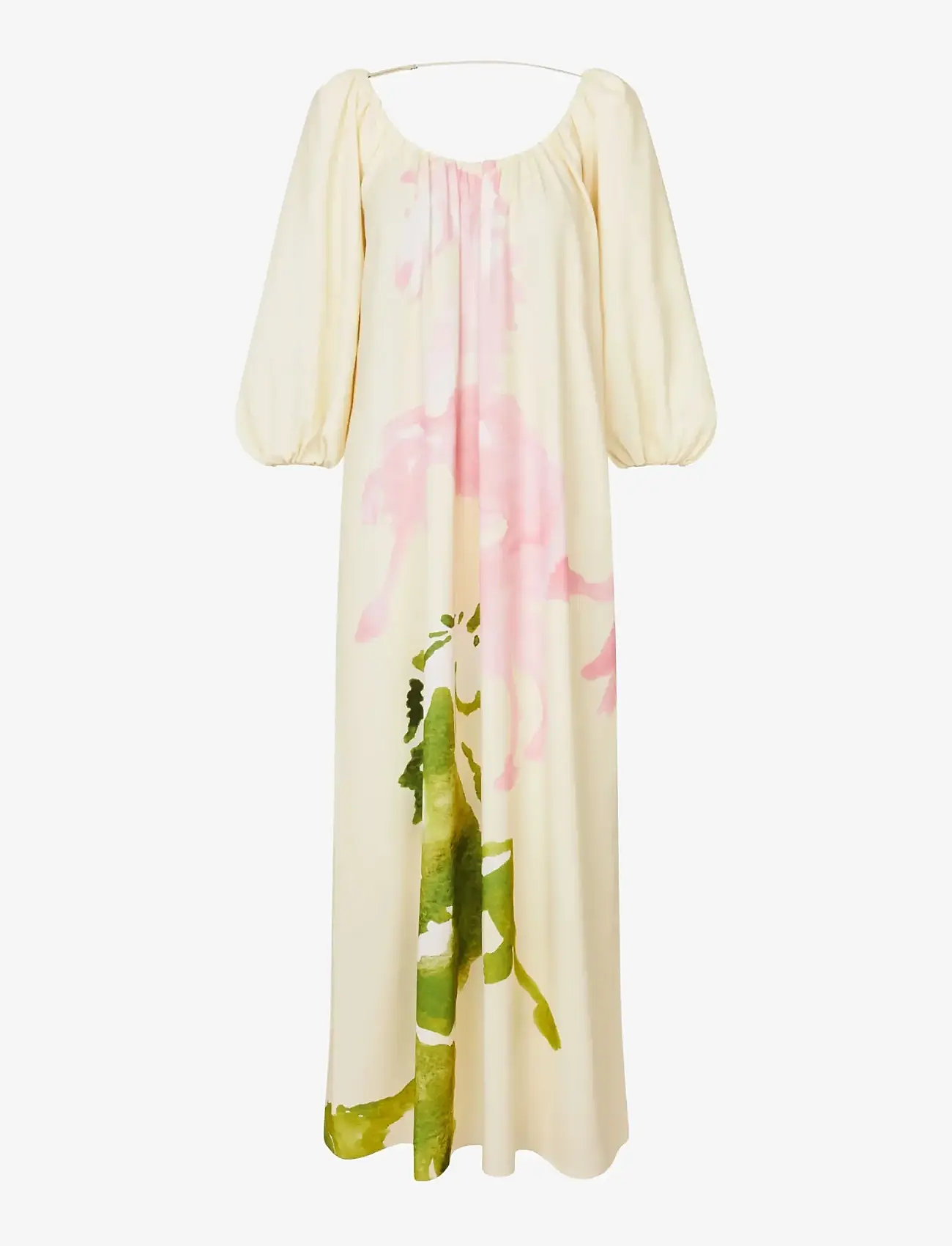 STINE GOYA - Heavy Crepe, Romantic Voluminous Sleeve Dress - maxi dresses - horses - 1