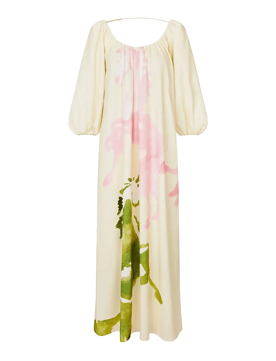 STINE GOYA - Heavy Crepe, Romantic Voluminous Sleeve Dress - maxikjoler - horses - 1