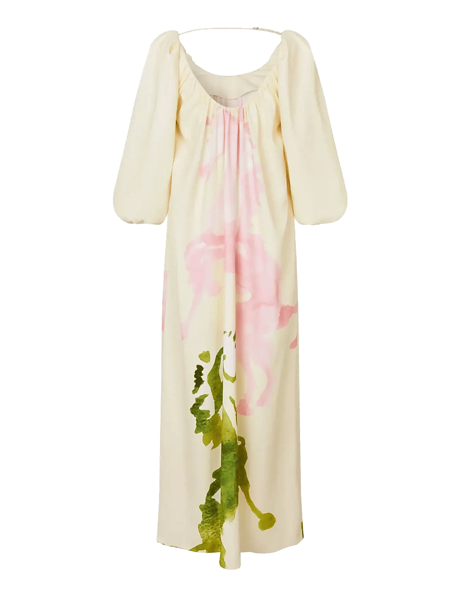 STINE GOYA - Heavy Crepe, Romantic Voluminous Sleeve Dress - maxikjoler - horses - 2