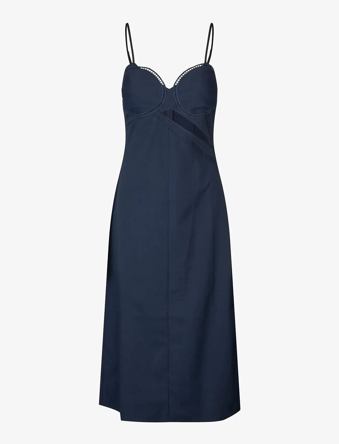 STINE GOYA - Embroidered Canvas, Strap Eyelet Midi Dress - midikleidid - cherries on a paisley - 1