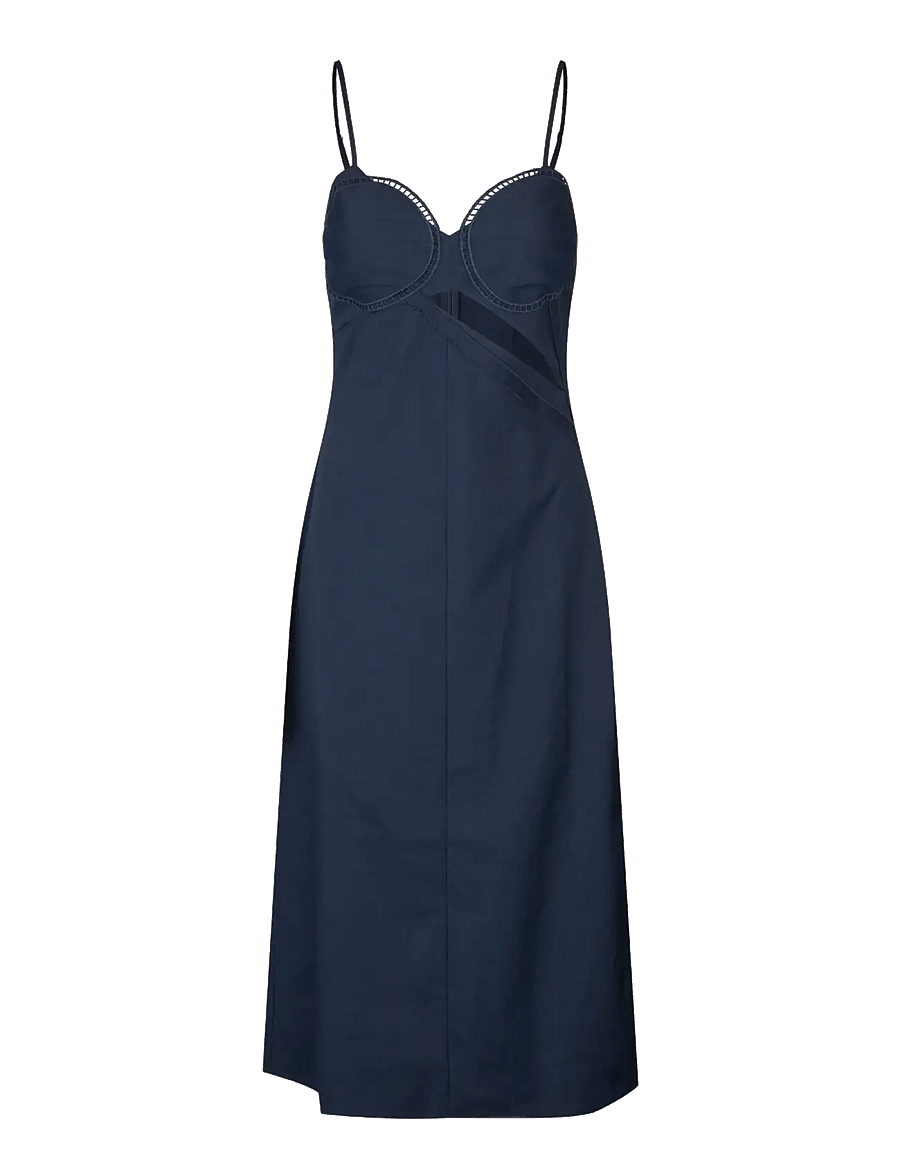 STINE GOYA - Embroidered Canvas, Strap Eyelet Midi Dress - midi-kleider - cherries on a paisley - 1