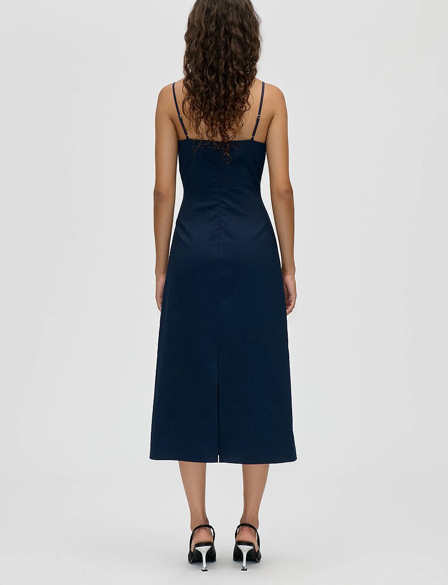 STINE GOYA - Embroidered Canvas, Strap Eyelet Midi Dress - midi-kleider - cherries on a paisley - 3