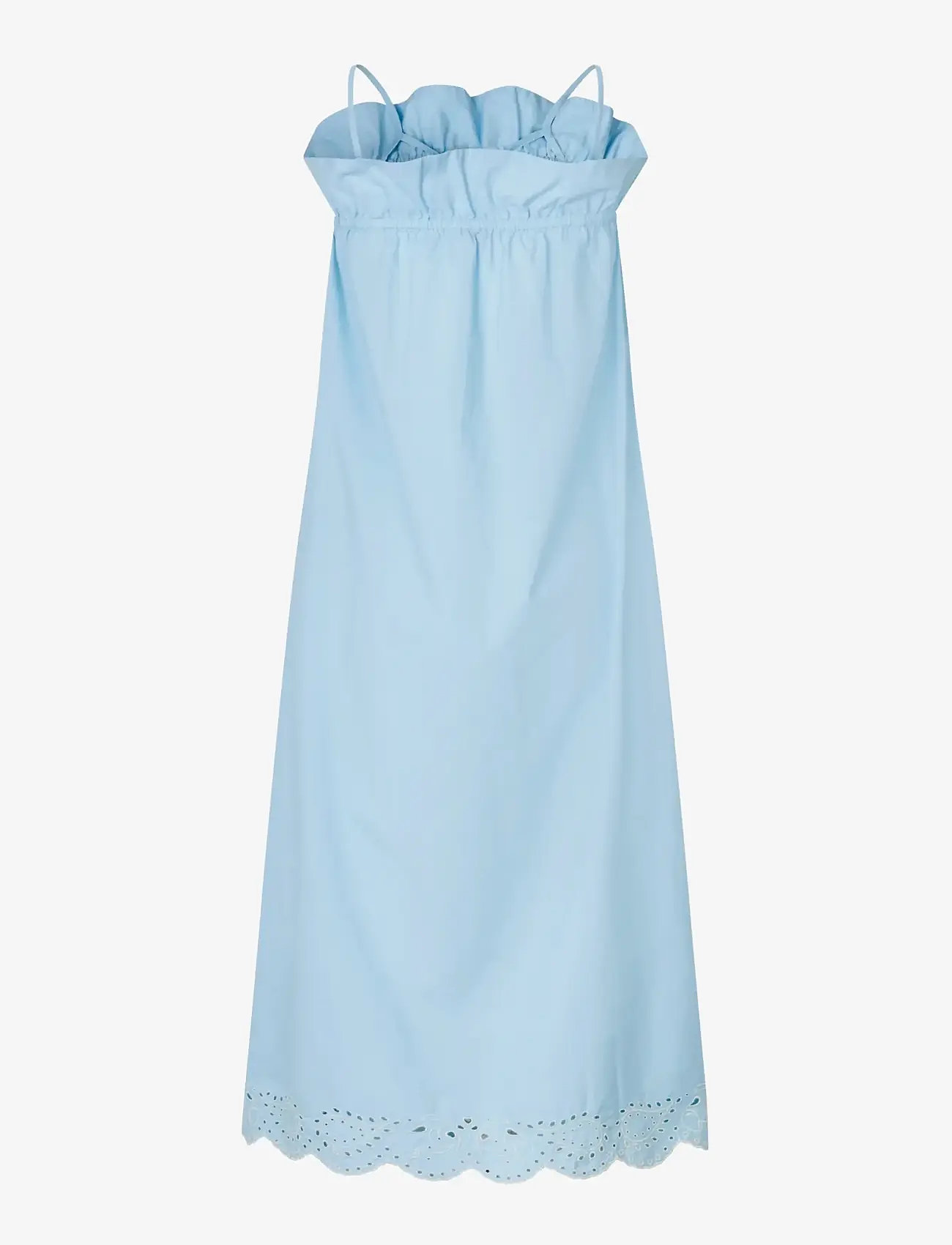 STINE GOYA - Light Cotton, Scalloped Strap Midi Dress - sommerkjoler - teapot blue - 2