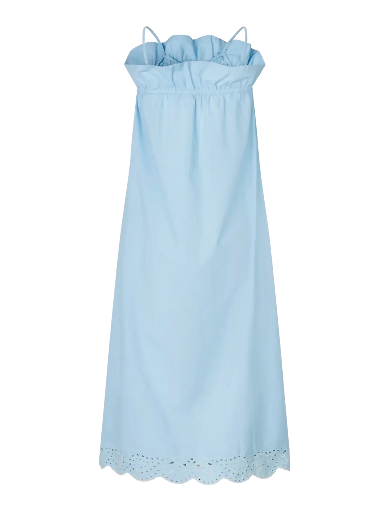 STINE GOYA - Light Cotton, Scalloped Strap Midi Dress - sommerkjoler - teapot blue - 2