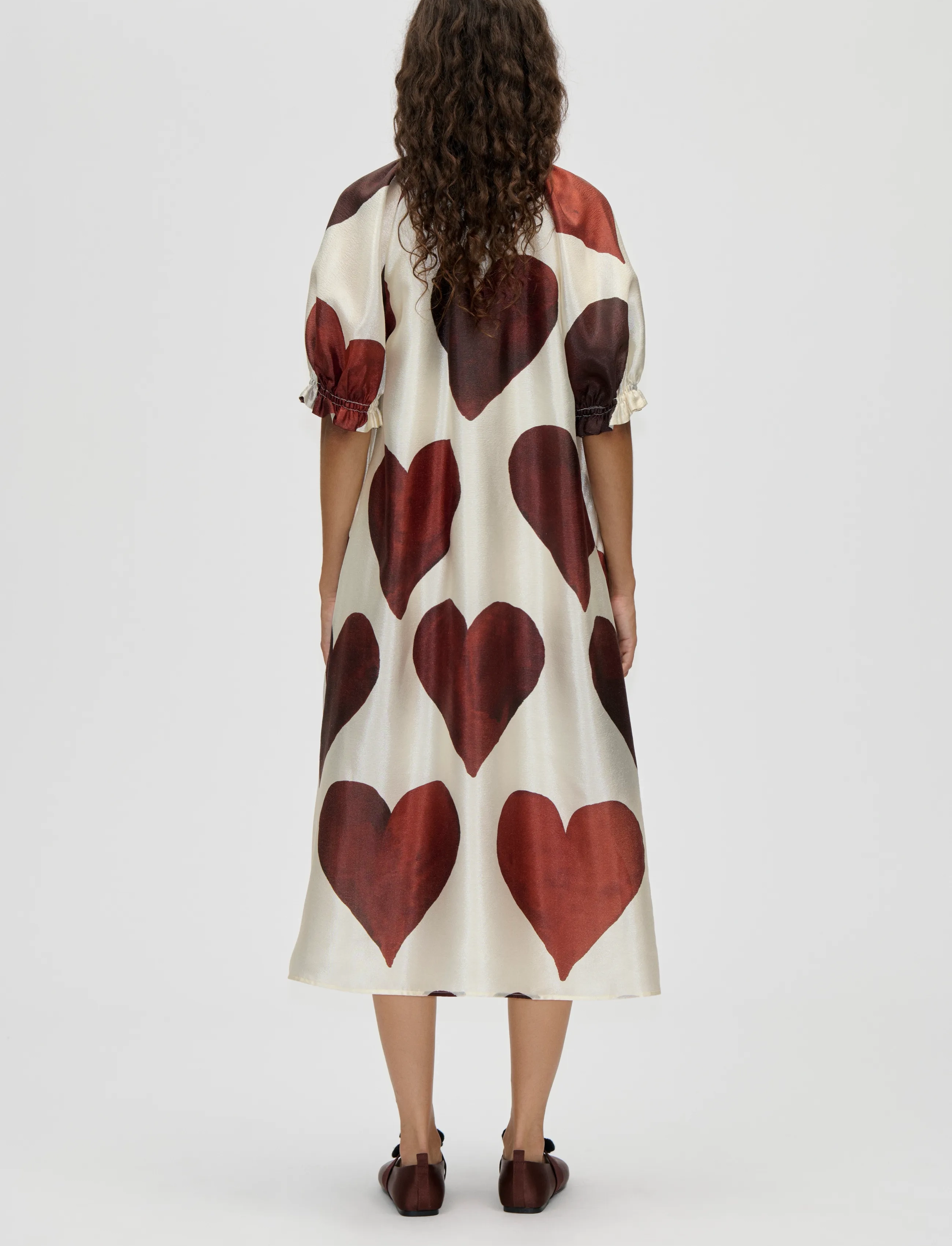 STINE GOYA - Flat Textured Poly, Front Placket Long Dress - maksikleidid - hearts - 3