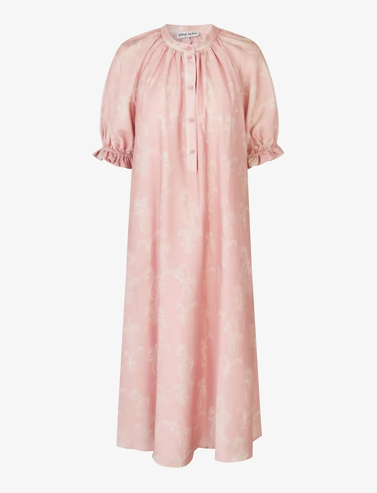 STINE GOYA - Tencel, Front Placket Long Dress - maxikjoler - cherries on a paisley - 1