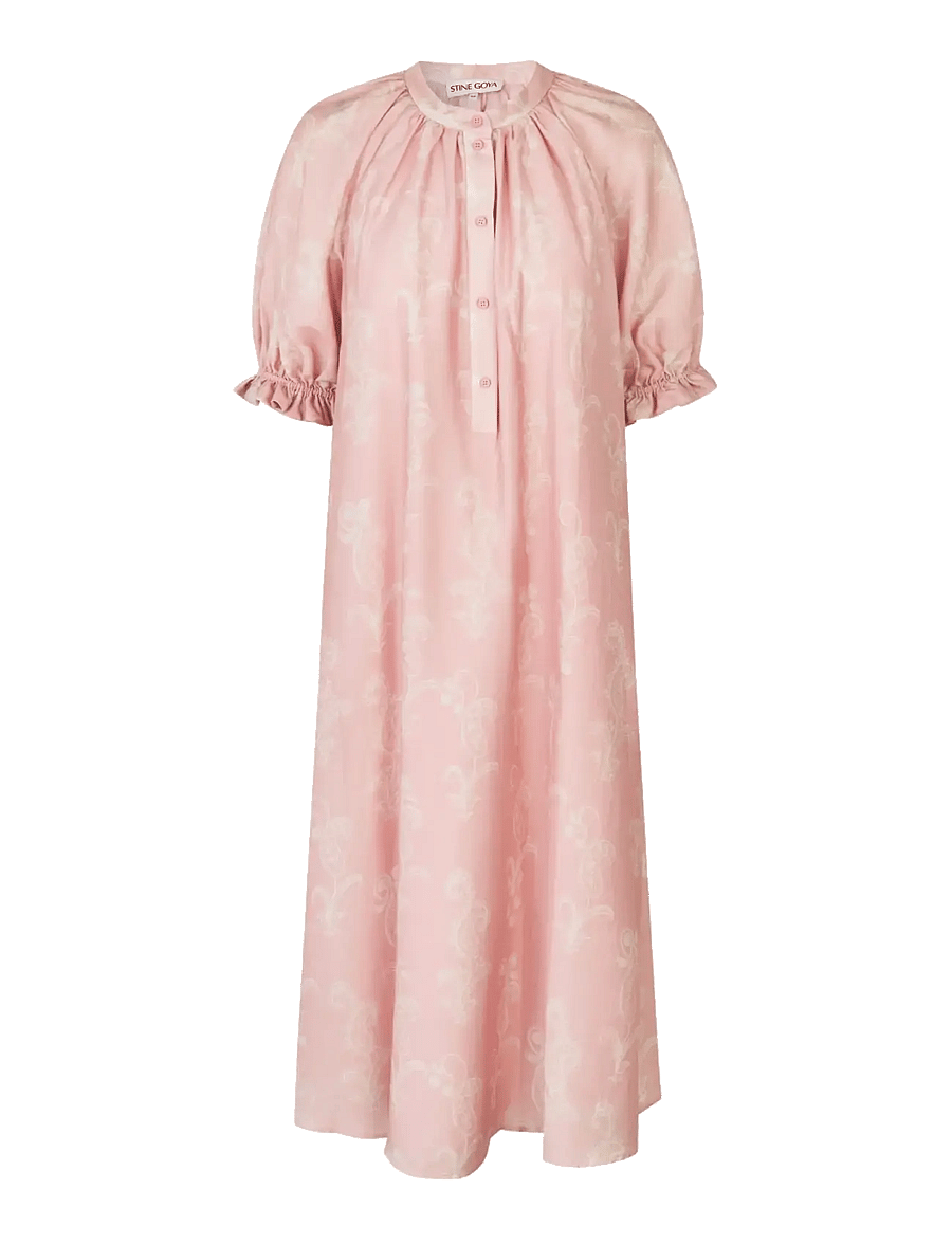STINE GOYA - Tencel, Front Placket Long Dress - maksikleidid - cherries on a paisley - 1