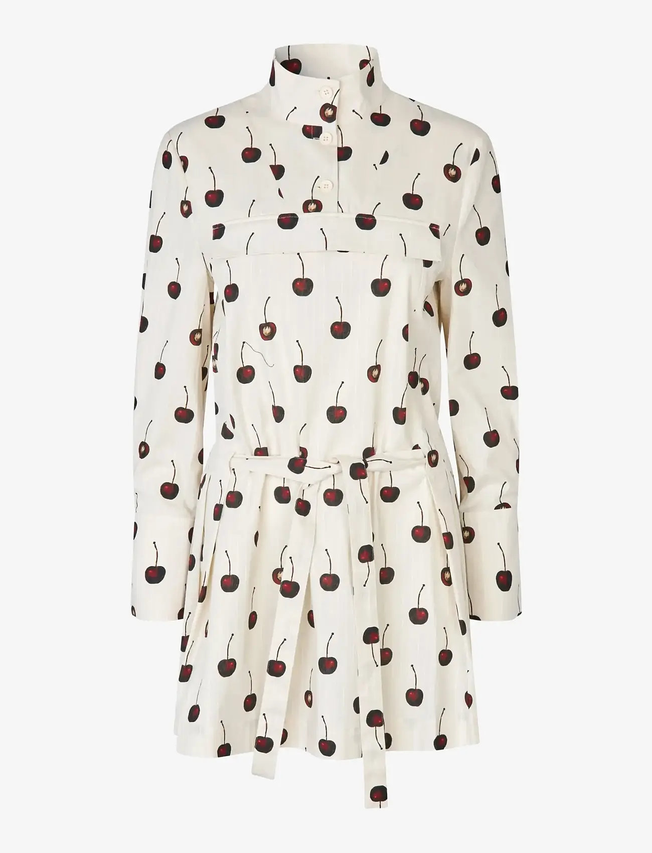 STINE GOYA - Crisp Stripe Shirting, Pullover Parka Dress - short dresses - cherries - 1