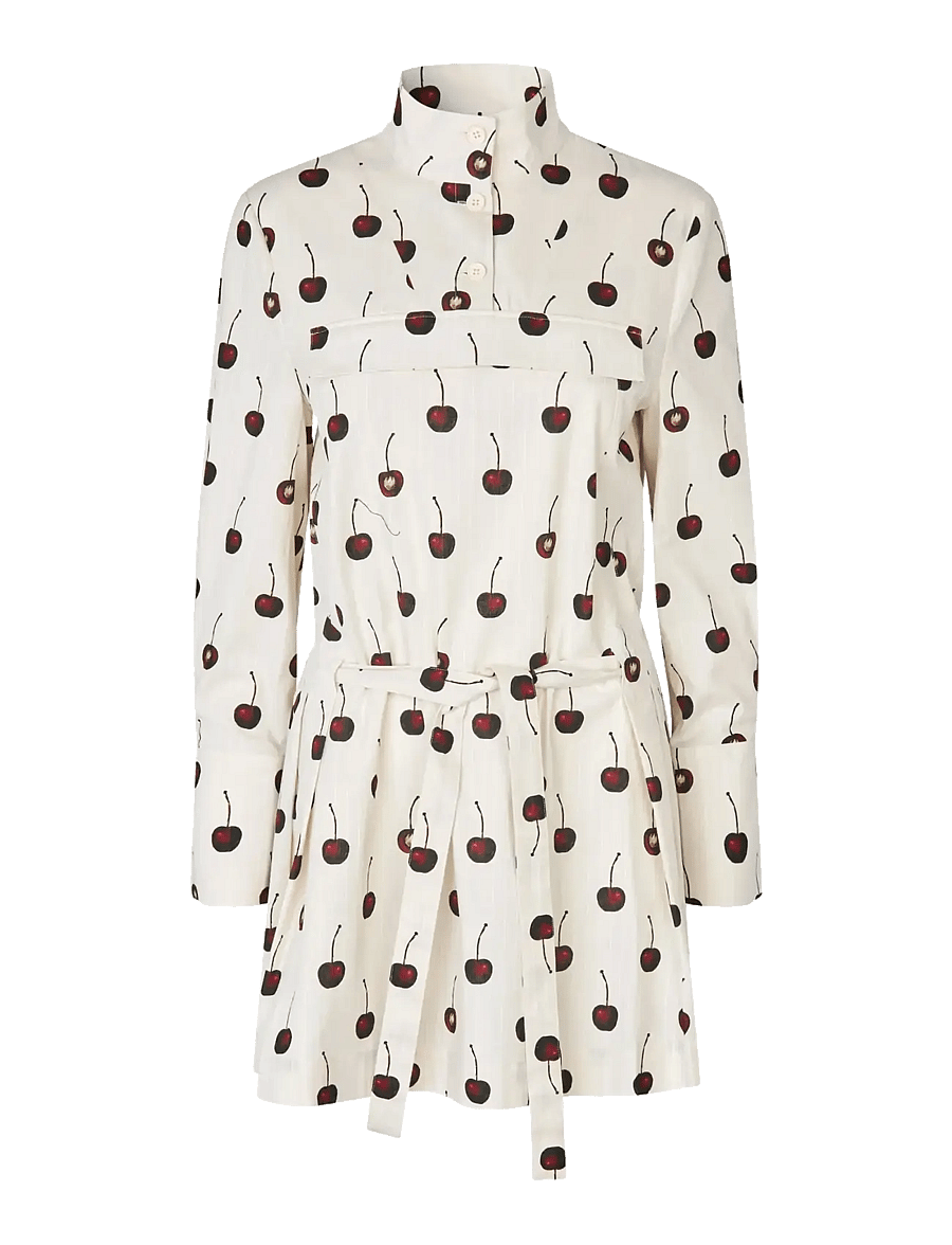 STINE GOYA - Crisp Stripe Shirting, Pullover Parka Dress - kurze kleider - cherries - 1
